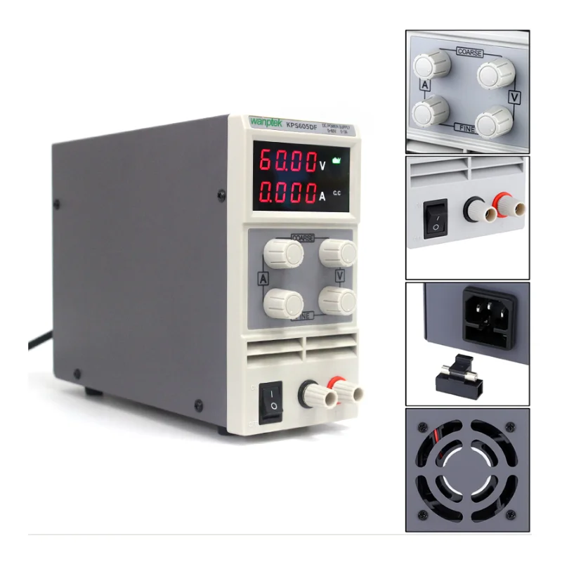 DC stabilizált tápegység KPS-605DF laboratóriumi kapcsolóüzemű tápegység 0-60V 0-5A 110V, 220V állítható