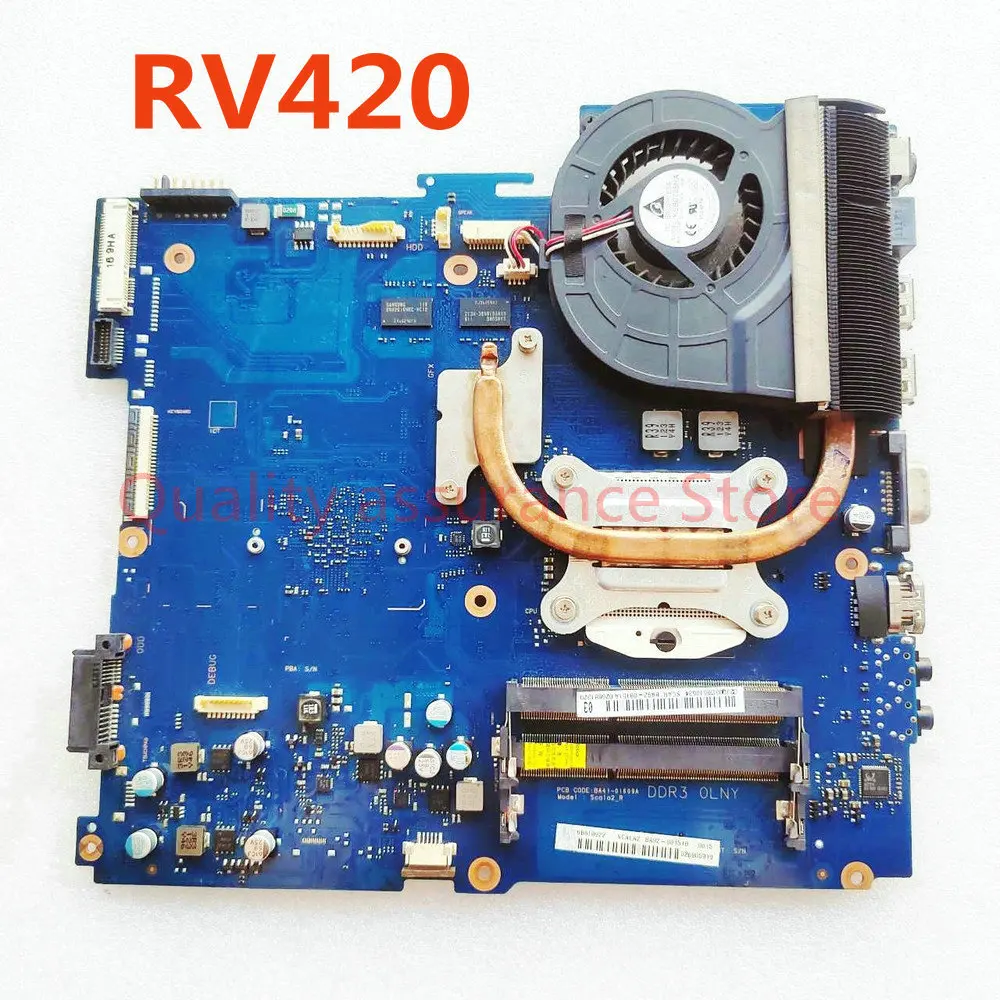 A Samsung RV420 Laptop Alaplap + Hűtőborda + CPU BA92-08151A BA92-08151B BA41-01609A BA41-01608A BA41-01610A Alaplapja HM65