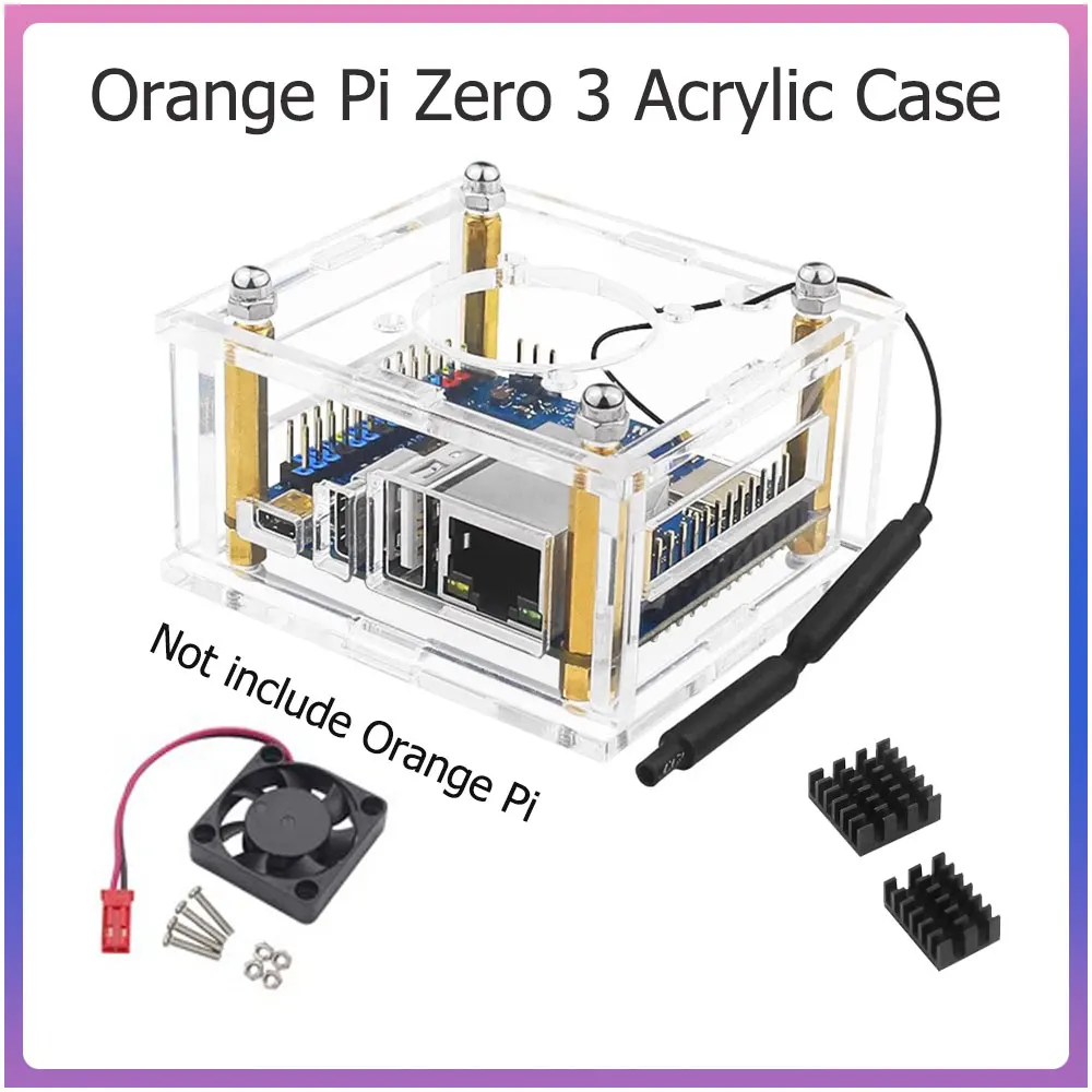 Narancs Pi 3 Akril Esetben Választható hűtőventilátor Hűtőborda az OPI Nulla 3