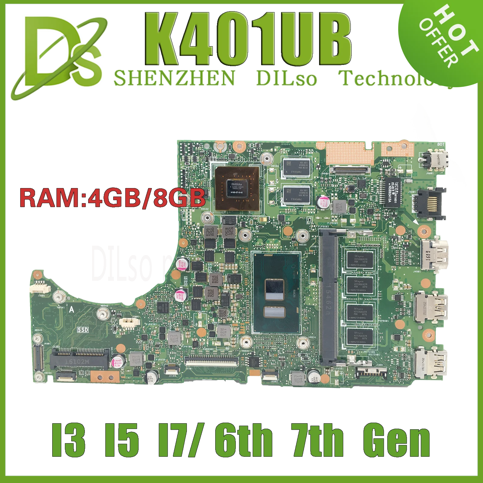 KEFU K401UB Laptop Alaplap Az ASUS K401U A401U K401UQK A401UQ V401UQ V401U Alaplapja A 4GB/8GB RAM I3 I5 I7 6. 7. Gen