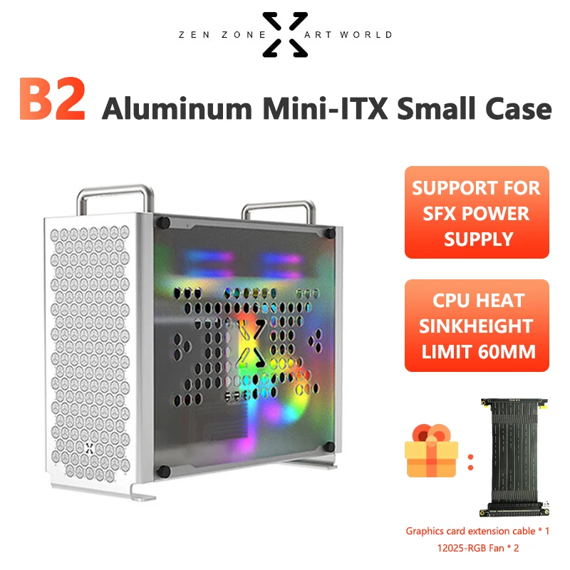 ZZAW B2 ITX Számítógép Esetében Mind az Alumínium Oldalon tarkóredo y Asztali Kis Ügy Támogatása SFX/SFX-L Tápegység Hivatal Alváz