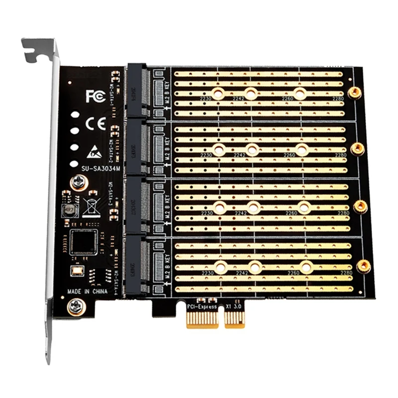 Bányászati PCIE M2 Adapter SSD Adapter PCI Express X1 4 Port B Gombot M. 2 NGFF SATA Terjeszkedés Kelő Kártya