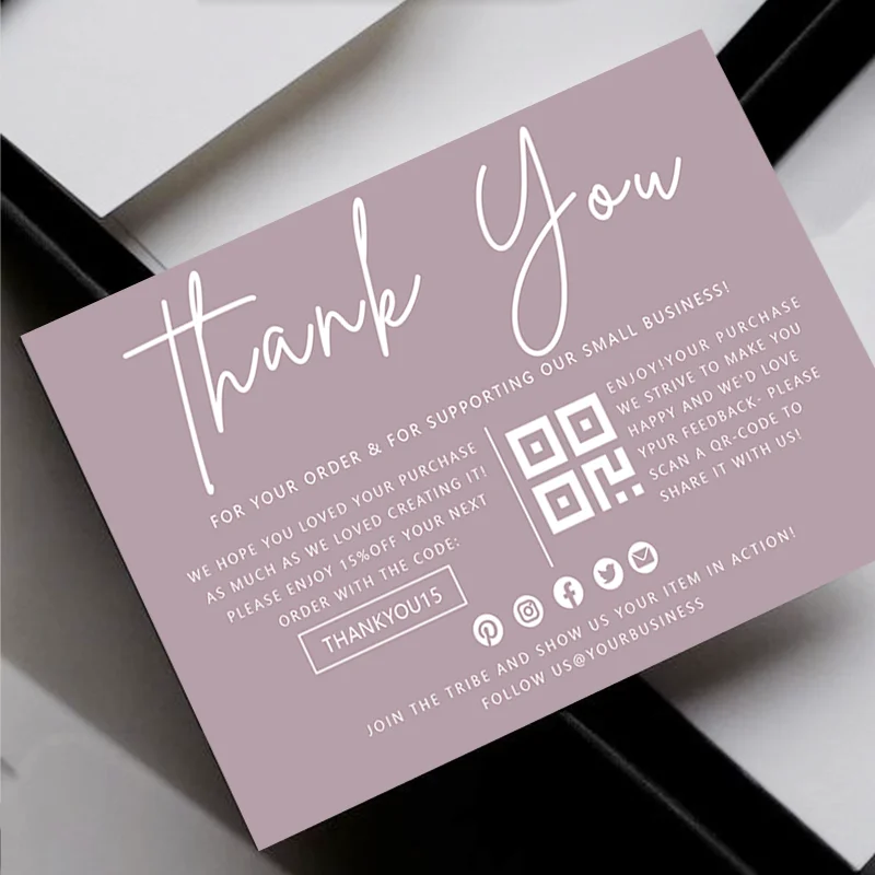 Modern Üzleti Köszönöm Kártya QR -, kisvállalkozások Köszönöm Kártya Sablon Köszönöm, használati utasítás, Kortárs Branding