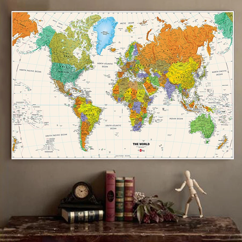 A Világ Térképe Fizikai Térkép 150x225cm Vízálló, Összehajtható Térkép Nélkül Nemzeti Zászló Utazás, Utazás Iroda & tanszerek