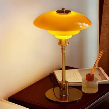 Északi LED-es asztali Lámpa Évjárat Narancs Üveg Asztal Dekoratív Lámpák, Hálószoba, Nappali Szoba Tanulmány Éjjeli Megvilágítás Kellék