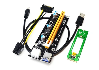 Új 1X, HOGY 16X M2 NGFF PCI-E PCI Express Extender Kelő Kártya Adapter 60CM USB 3.0 Kábel 6Pin hálózati Kábel Bitcoin-Bányász Bányász